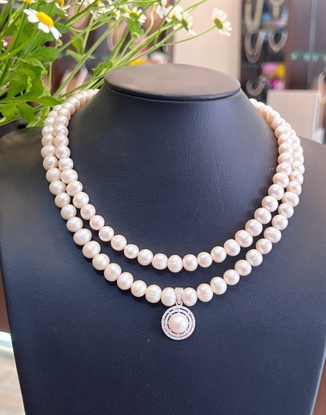 Chuỗi cổ ngọc trai vòng đôi sang trọng