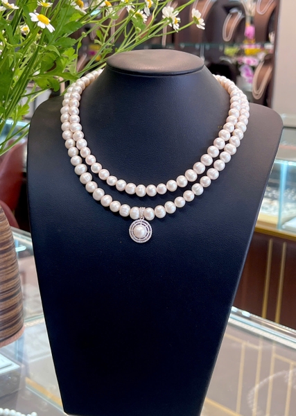 Chuỗi cổ ngọc trai vòng đôi sang trọng