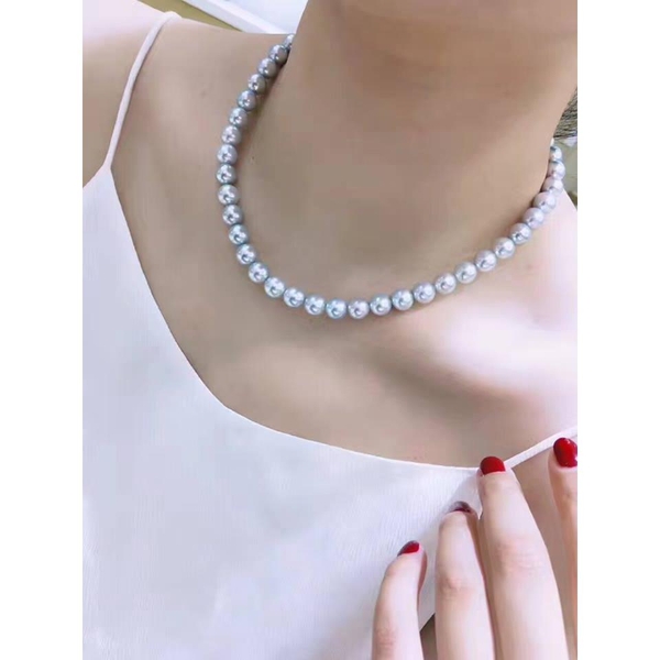 VÒNG CỔ NGỌC TRAI MÀU XÁM CAO CẤP
