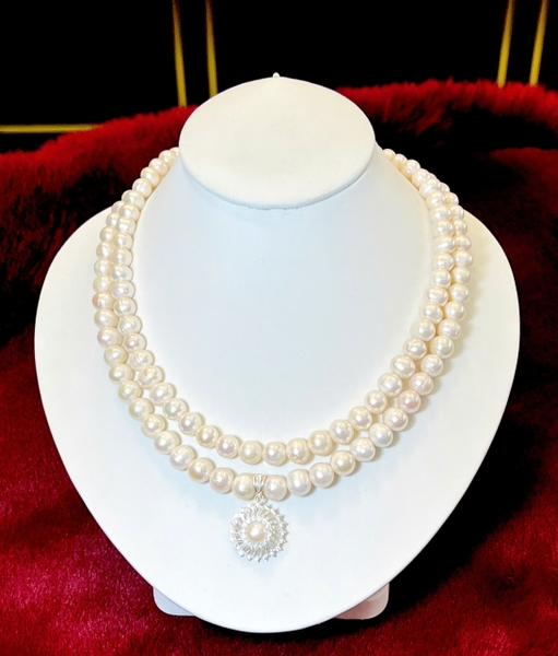 Chuỗi cổ ngọc trai vòng đôi sang trọng