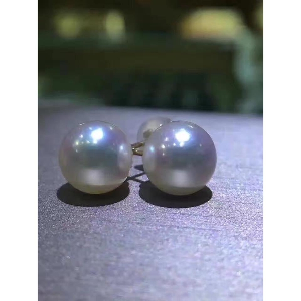 HOA TAI NỤ NGỌC TRAI TRẮNG VÀNG 18K CAO CẤP