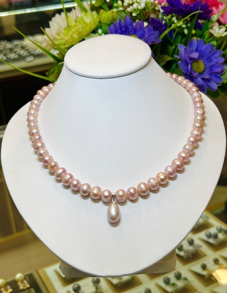 Chuỗi Vòng Cổ Ngọc Trai Kết Mặt Giọt Duyên Dáng