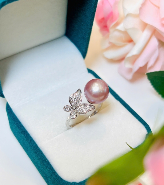 Nhẫn Ngọc Trai Chế Tác Bạc Đã Xi Kim