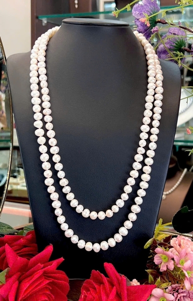 Chuỗi Vòng Cổ Ngọc Trai Dáng Dài 8li Ovan