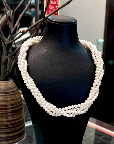 Chuỗi ngọc trai nhí xoắn 4 vòng sang trọng