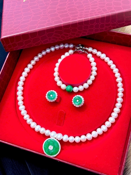 Bộ Ngọc Trai Trang Sức Bạc . Món Quà Tặng Yêu Thương