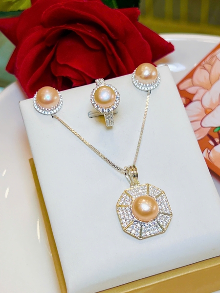 Bộ Ngọc Trai Chế Tác Bạc . Quà Tặng Ý Nghĩa