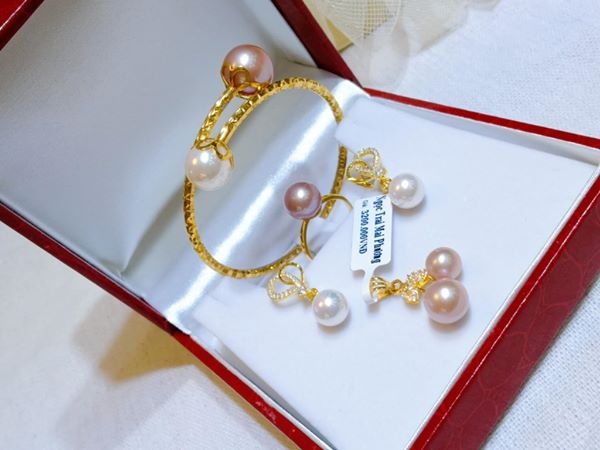 Bộ Trang Sức Ngọc Trai Trắng Tím Cao Cấp