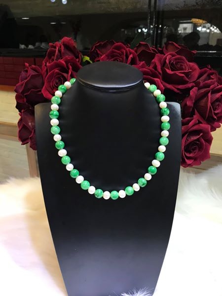 Chuỗi Cổ Ngọc Trai Phối Cẩm Thạch Duyên Dáng