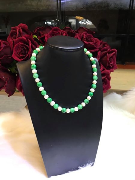 Chuỗi Cổ Ngọc Trai Phối Cẩm Thạch Duyên Dáng