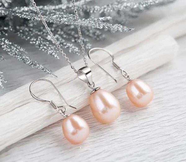 Combo Dây Chuyền - Hoa Tai Ngọc Trai Giọt Duyên Dáng