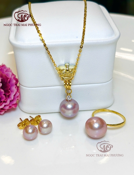 Bộ Ngọc Trai Tím Hồng Thanh Lịch - Sang Trọng