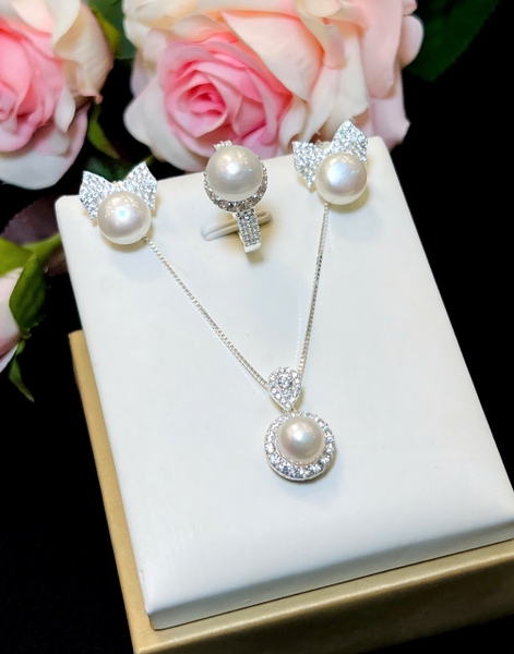 Bộ Ngọc Trai Chế Tác Bạc . Quà Tặng Ý Nghĩa