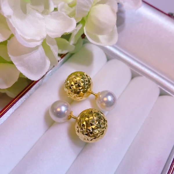 Hoa Tai Ngọc Trai Dior Trái Châu Vàng Sang Trọng 