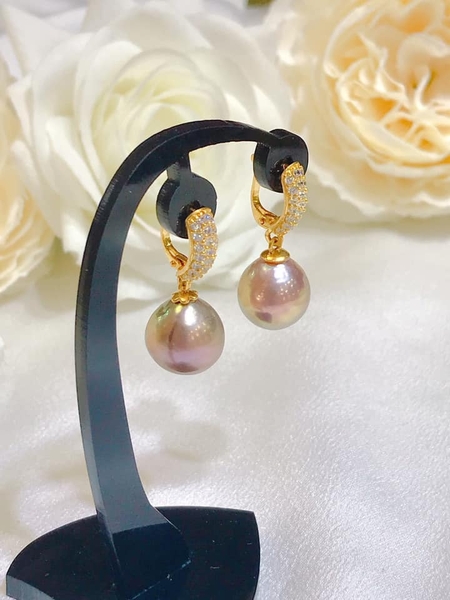 Hoa Tai Ngọc Trai Giọt Metallic Sang Trọng