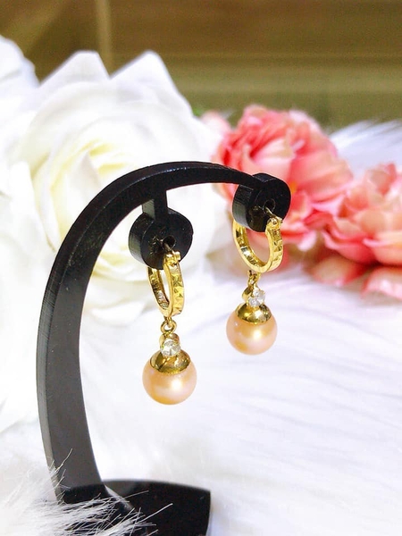 Hoa Tai Ngọc Trai Hồng Cam Duyên Dáng 