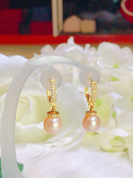 Hoa Tai Ngọc Trai Hồng Cam Duyên Dáng