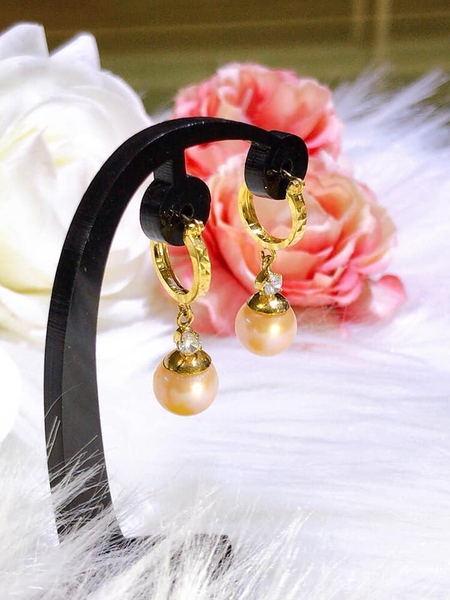 Hoa Tai Ngọc Trai Hồng Cam Duyên Dáng 