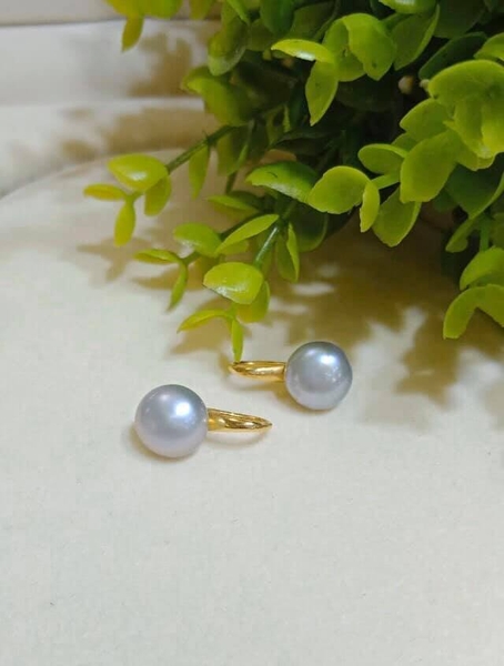 Hoa Tai Ngọc Trai Móc Xám Khói Duyên Dáng