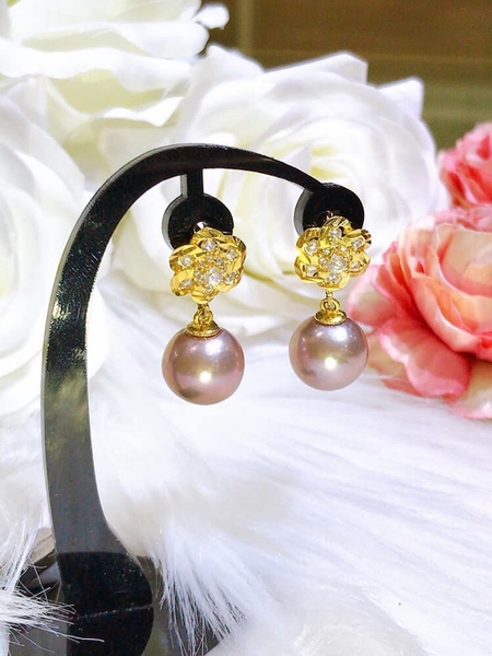 Hoa Tai Ngọc Trai Tím Cao Cấp Quý Phái 