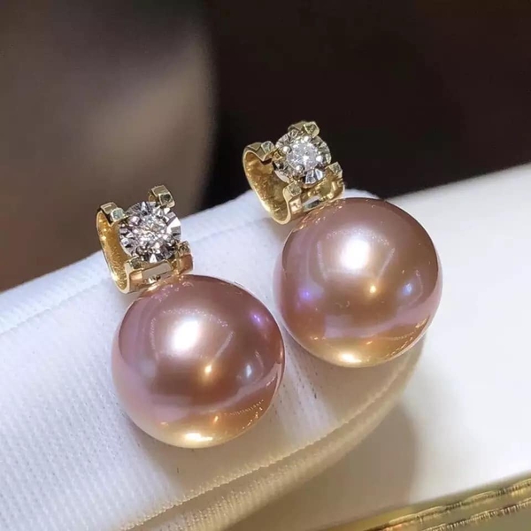 Hoa Tai Ngọc Trai Tím Hồng Cao Cấp VIP 