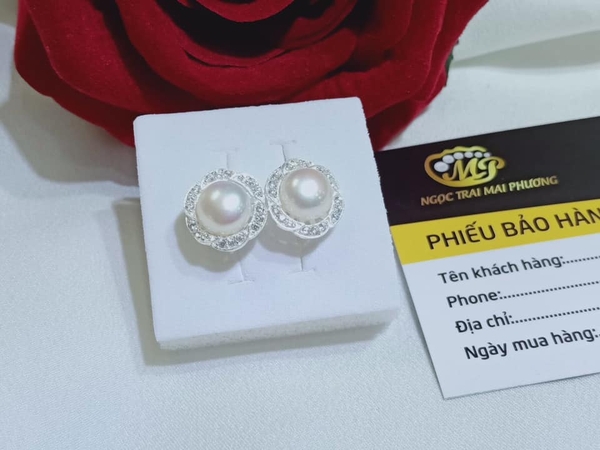 Hoa Tai Ngọc Trai Viền Hoa Xinh Xắn