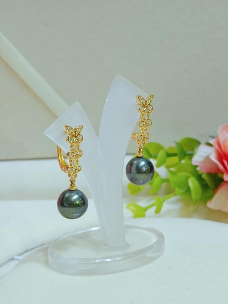 Hoa Tai Ngọc Trai Xanh Rêu Quý Phái