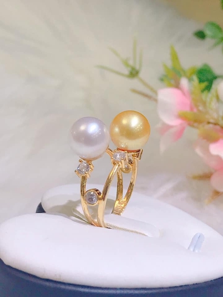 Nhẫn Song Ngọc Trai Cao Cấp Sang Trọng