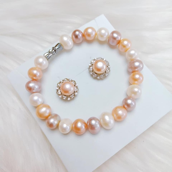 Set Lắc Tay + Hoa Tai Ngọc Trai Xinh Xắn