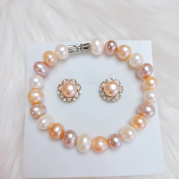 Set Lắc Tay + Hoa Tai Ngọc Trai Xinh Xắn