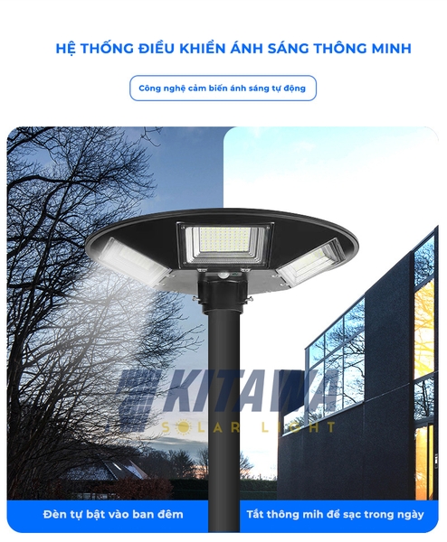Đèn Năng Lượng Mặt Trời Kitawa Hình Đĩa Bay UFO 200W - UF1200-V (24.000 mAH) ánh sáng vàng