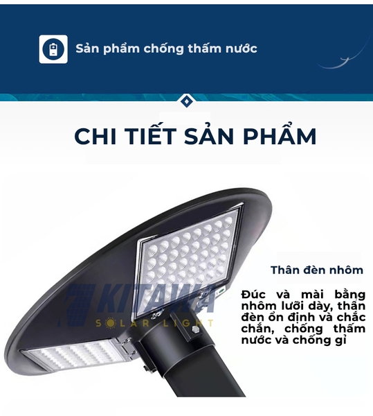 Đèn Năng Lượng Mặt Trời Kitawa Hình Đĩa Bay UFO 200W - UF1200-V (24.000 mAH) ánh sáng vàng