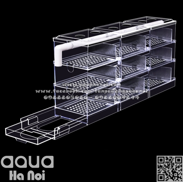 Bộ lọc dàn mưa mica 3 tầng 9 khay dài 60cm - dễ dàng tháo lắp vệ sinh