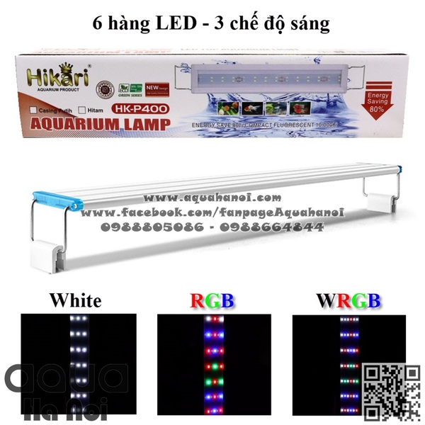 Đèn LED hồ cá thủy sinh WRGB Hiraki HKP 400 - 6 hàng bóng - dài 30 cm - Đổi 3 chế dộ màu