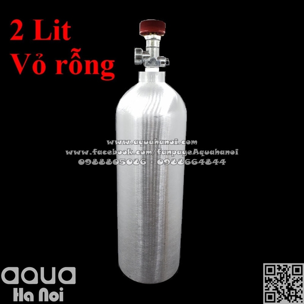 Bình CO2 thủy sinh nhôm van ngang 2L - Rỗng