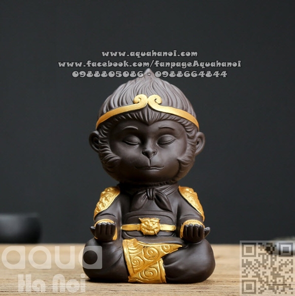 Tượng Tôn Ngộ Không xòe tay thiền - cỡ mini dùng trang trí hồ thủy sinh cá cảnh - tượng khỉ, tượng mỹ hầu vương, tượng tề thiên đại thánh 3*2*6 cm