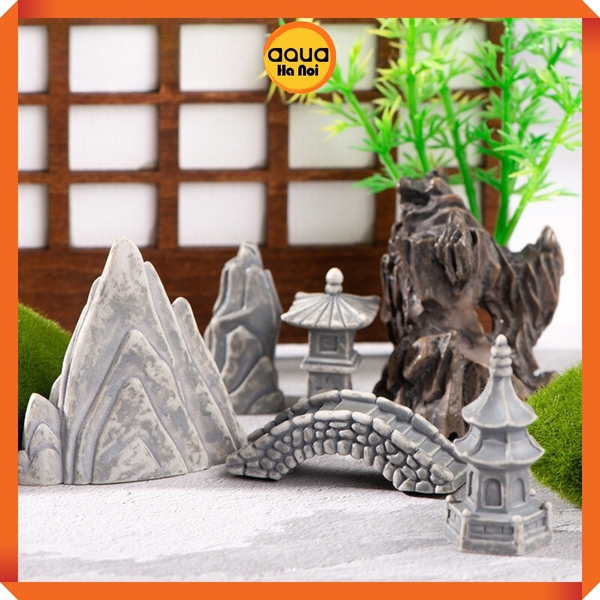 Mô hình cây cầu đá cuội phong cách Nhật decor tiểu cảnh, trang trí terrarium