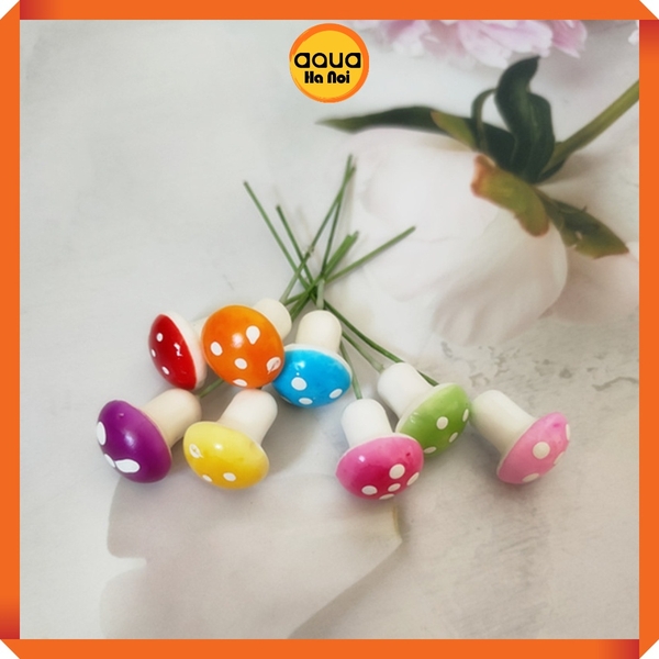 Mô hình Nấm mini nhiều màu sắc - Phụ kiện trang trí thủy sinh, bán cạn terrarium, tiểu cảnh, sen đá, decor nội thất