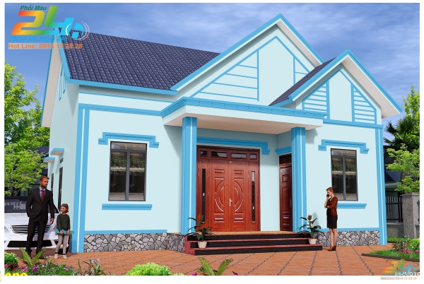 phối màu 3D nhà phố 1 tầng