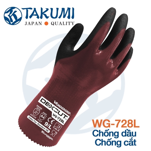 Găng Tay Bảo Hộ Chống Dầu Chống Cắt Wonder Grip WG-728M Dexcut