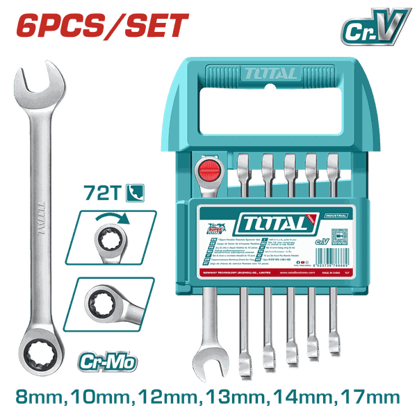 Bộ Cờ Lê Miệng Vòng Xoay Chiều TOTAL THT103RK066 8-17MM