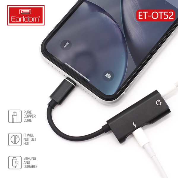 Switch Jack 2in1 Lightning Earldom 2in1 OT52 (1 Lightning Port + 1 3.5mm Port)