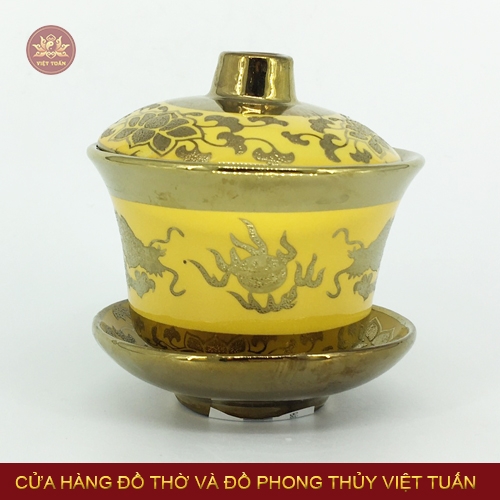Bát nước song long chầu nguyệt kim sa