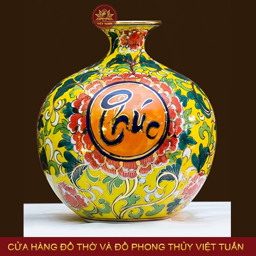 Bình hút lộc chữ Phúc vẽ vàng 24K