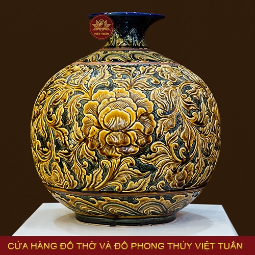 Bình hút lộc khắc hoa phù dung