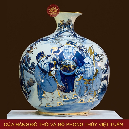 Bình hút lộc Phúc Lộc Thọ vẽ vàng 24K