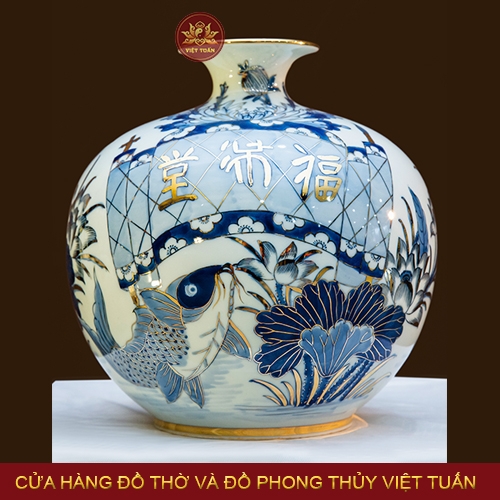 Bình hút lộc Phúc Mãn Đường vẽ vàng 24K