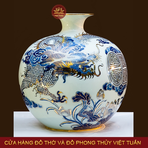 Bình hút lộc rồng vẽ vàng 24K