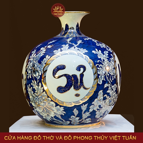 Bình hút lộc Vạn Sự Như Ý vẽ vàng 24K