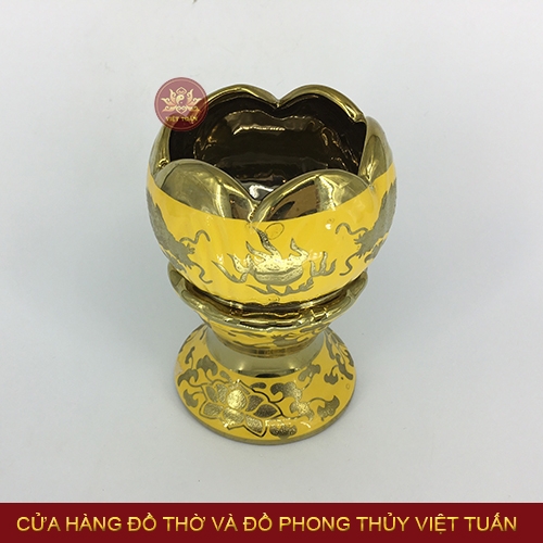 Chân nến béo song long chầu nguyệt kim sa